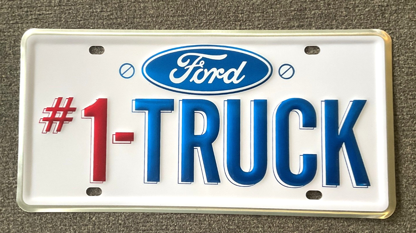 RARE VINTAGE FORD #1 TRUCK DEALERSHIP BOOSTER LICENSE PLATE ORIGINAL UNUSED RARE VINTAGE FORD #1 TRUCK DEALERSHIP BOOSTER LICENSE PLATE ORIGINAL UNUSED