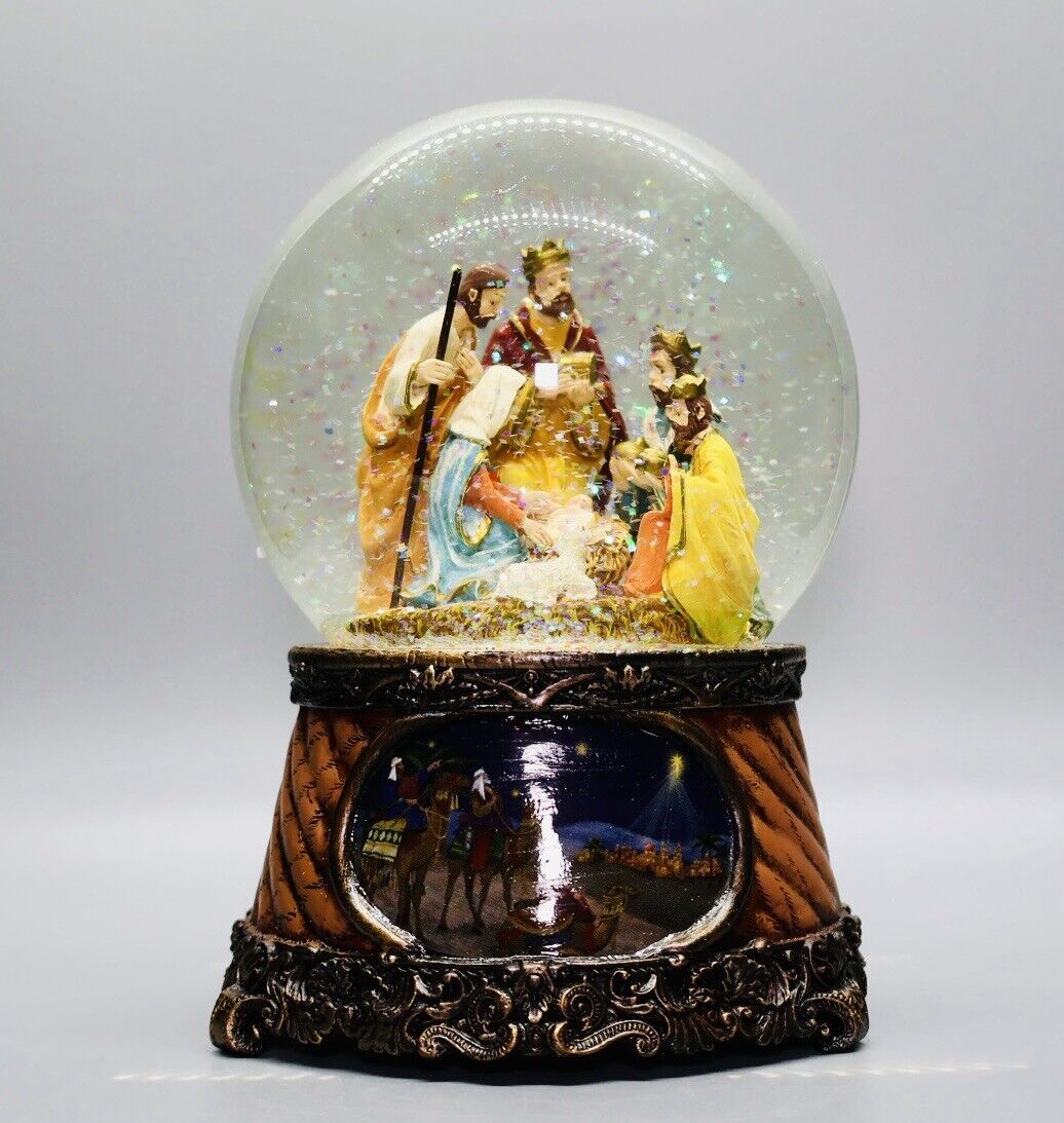 ROMAN Musical Nativity Glitter Dome Snow GLOBE \