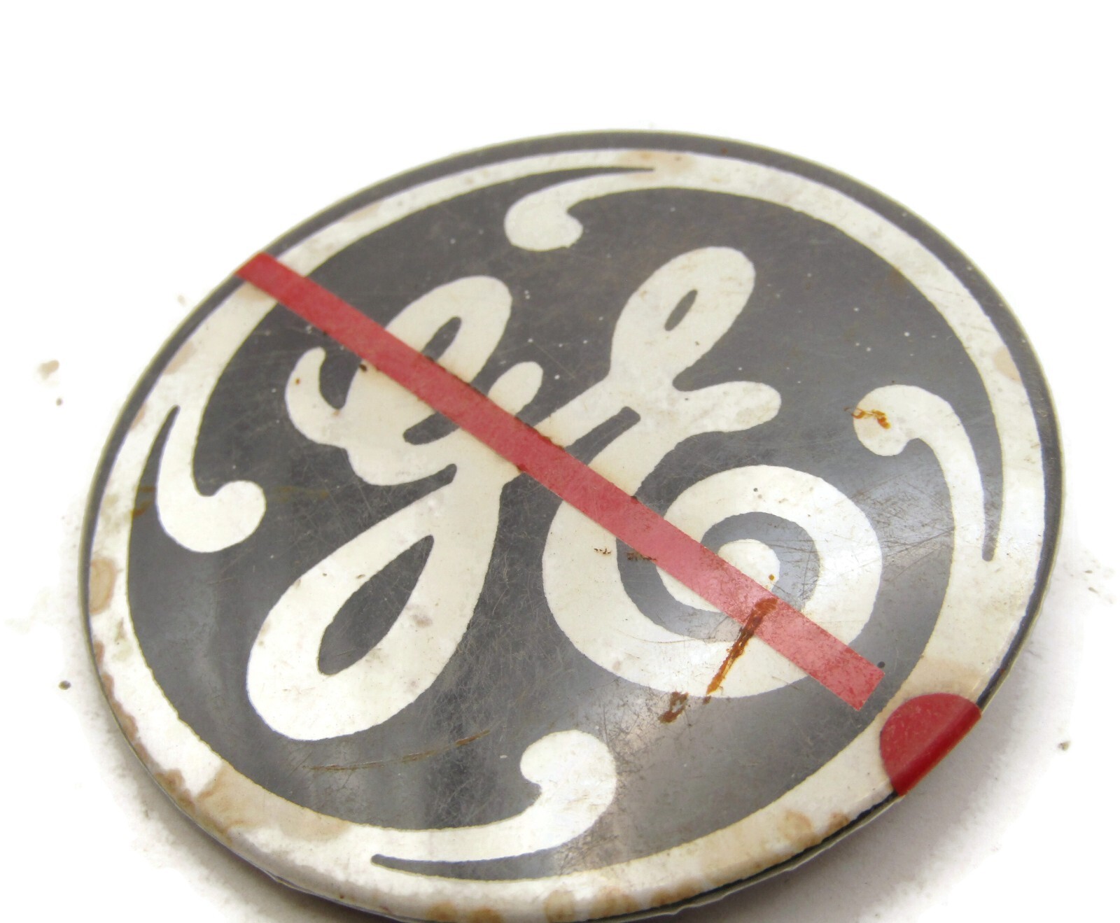 Vintage Anti-GE Protest Pinback Button General Electric Red Slash Logo Cause Pin Vintage Anti-GE Protest Pinback Button General Electric Red Slash Logo Cause Pin