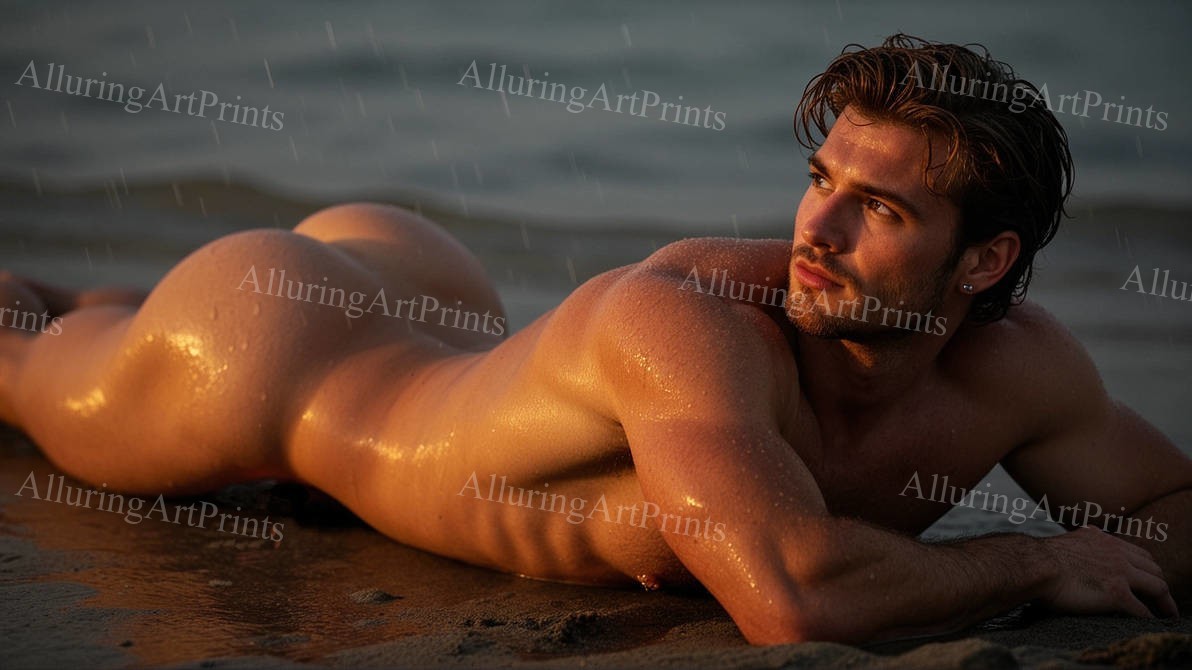 Male Model Photo Print Muscular Handsome Jock Shirtless Hunk College -G519