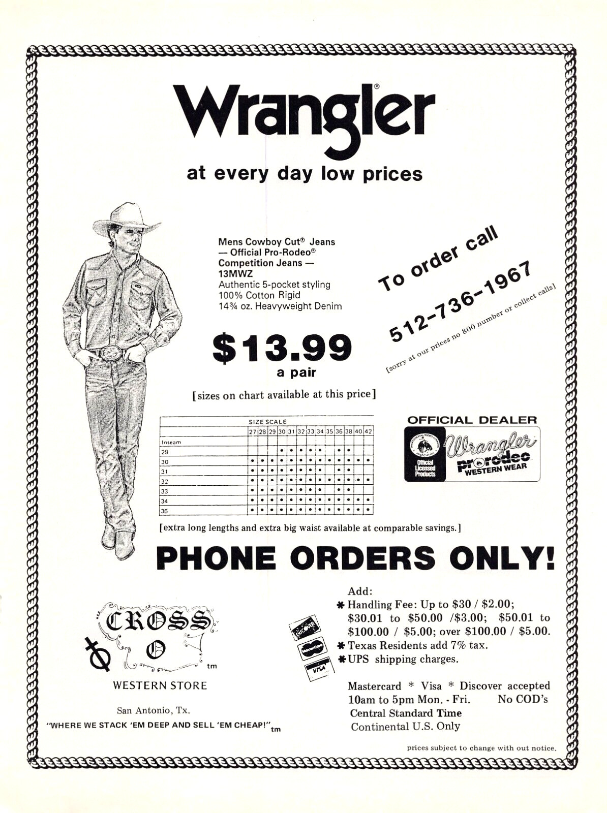 Wrangler Cross Western Store Pro Rodeo Cowboy Clothing Vtg Magazine Print Ad Wrangler Cross Western Store Pro Rodeo Cowboy Clothing Vtg Magazine Print Ad