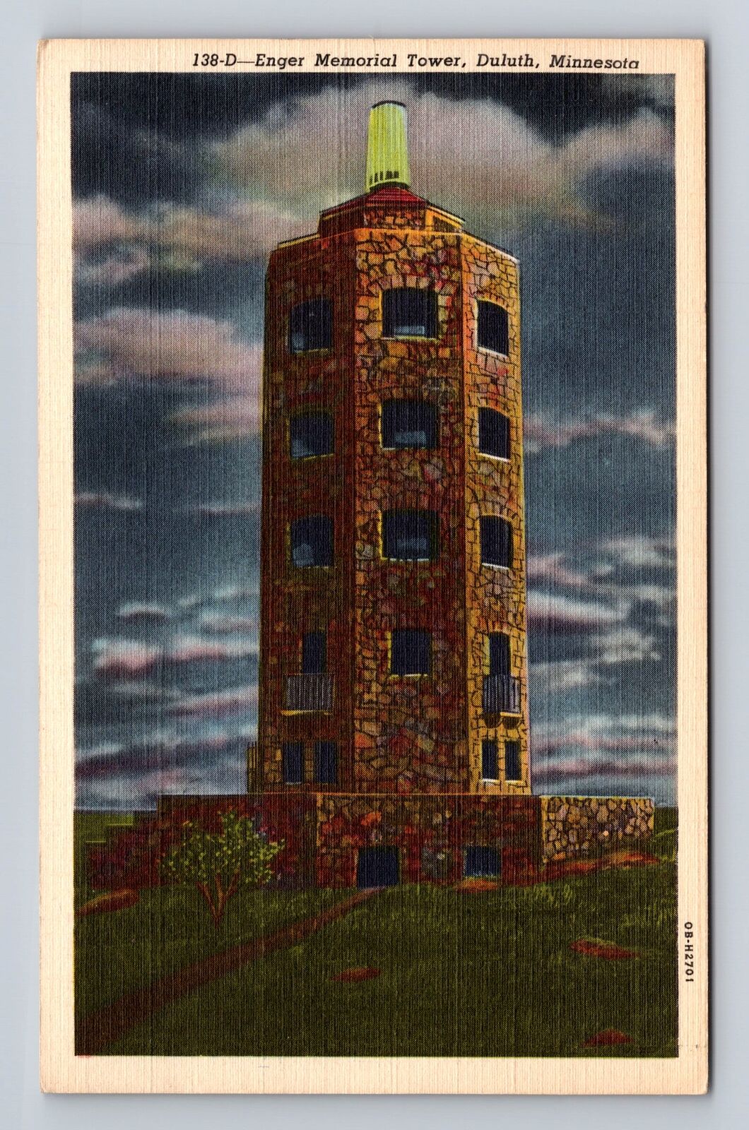 Duluth MN- Minnesota, Enger Memorial Tower, Antique, Vintage Souvenir Postcard