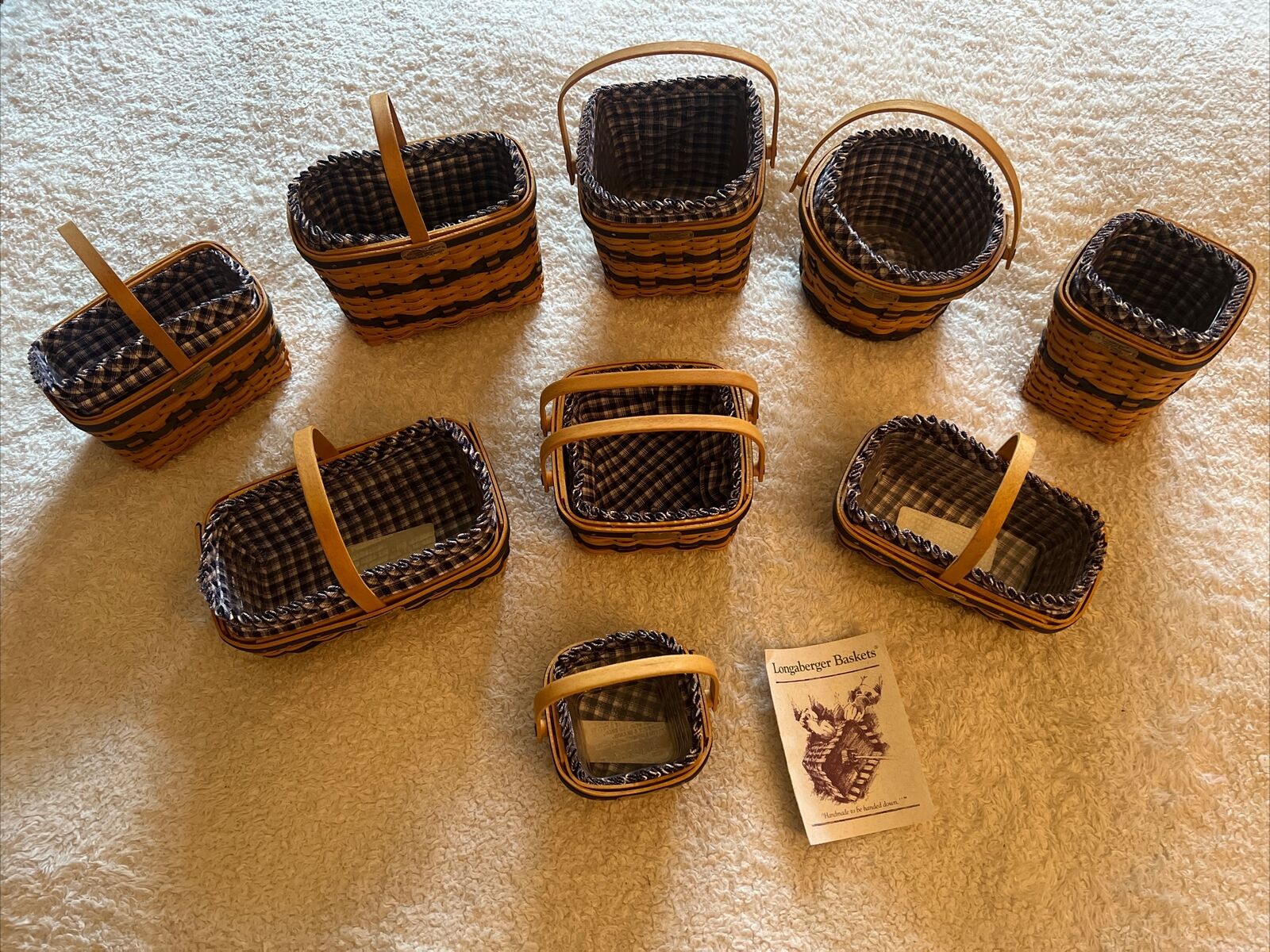 9 Longaberger Collectors Club JW Miniature Baskets Signed Collectable Handwoven
