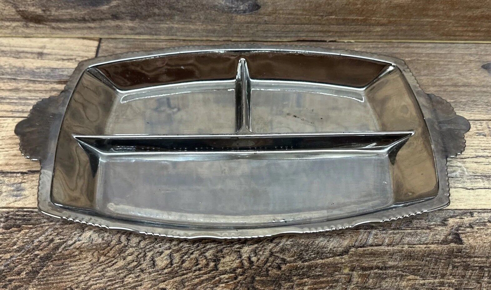 Small Silver Snack Dish - Vintage - Oblong Trinket Dish Candy Holder Home Decor
