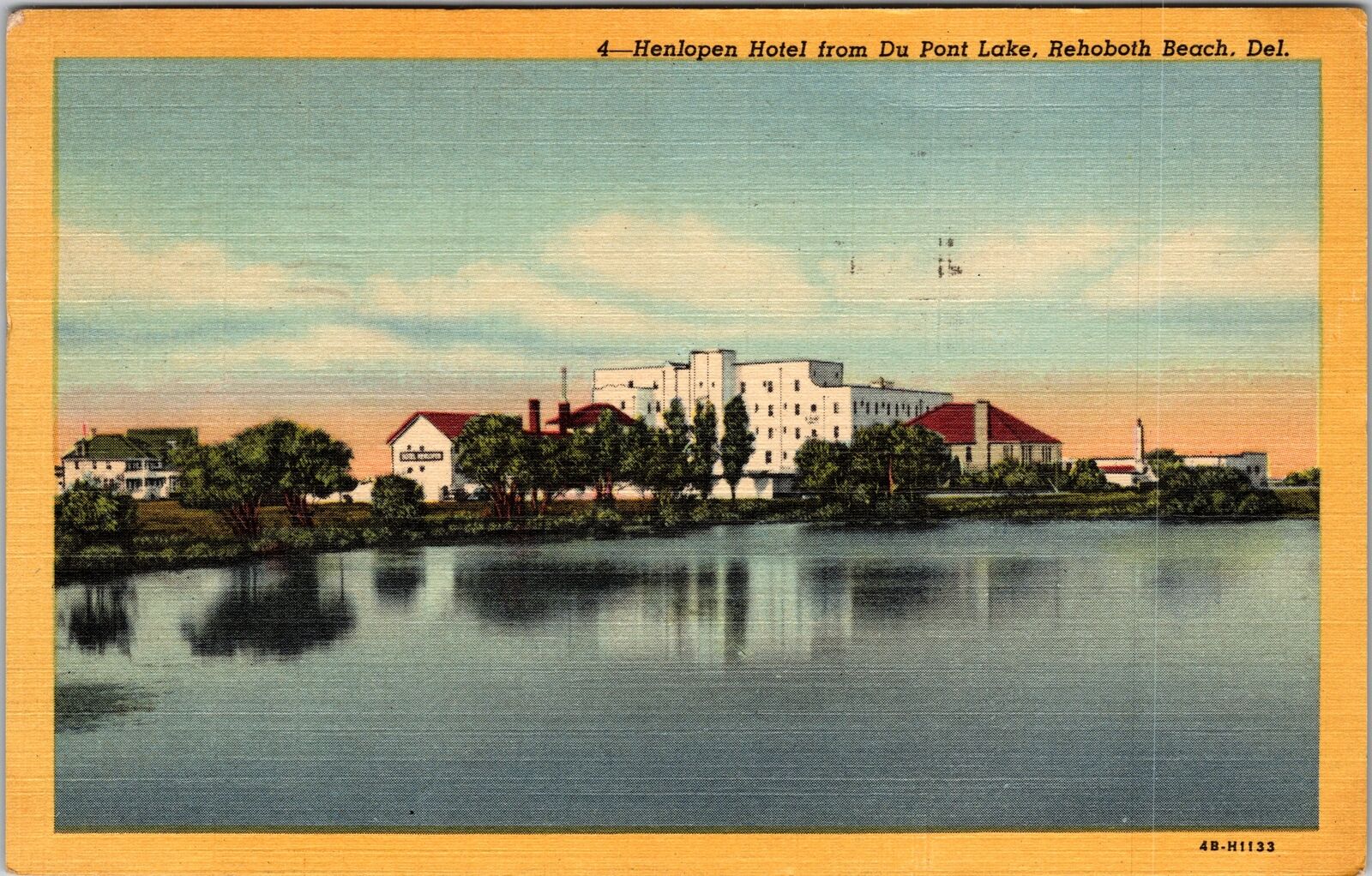 Rehoboth Beach DE-Delaware, Henlopen Hotel, Lake, Vintage Postcard