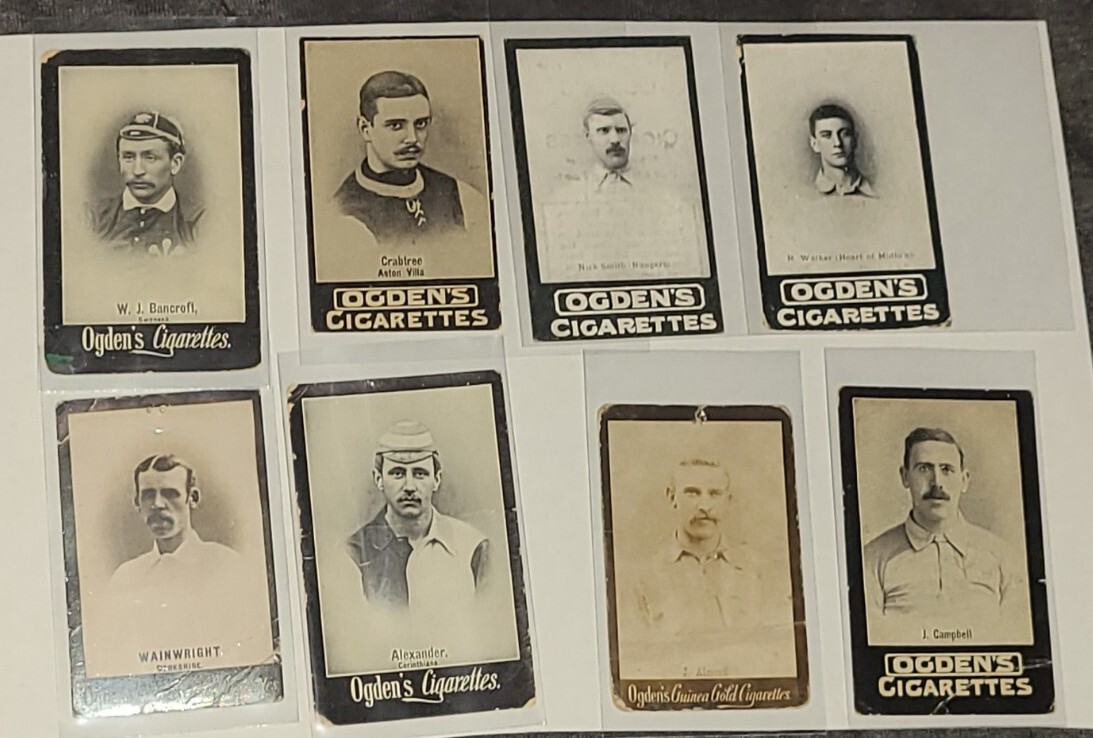 Lot of 8 Ogden's Cigarette Tobacco Cards Football Soccer Guinea Gold 1901 1902 + Lot of 8 Ogden's Cigarette Tobacco Cards Football Soccer Guinea Gold 1901 1902 +