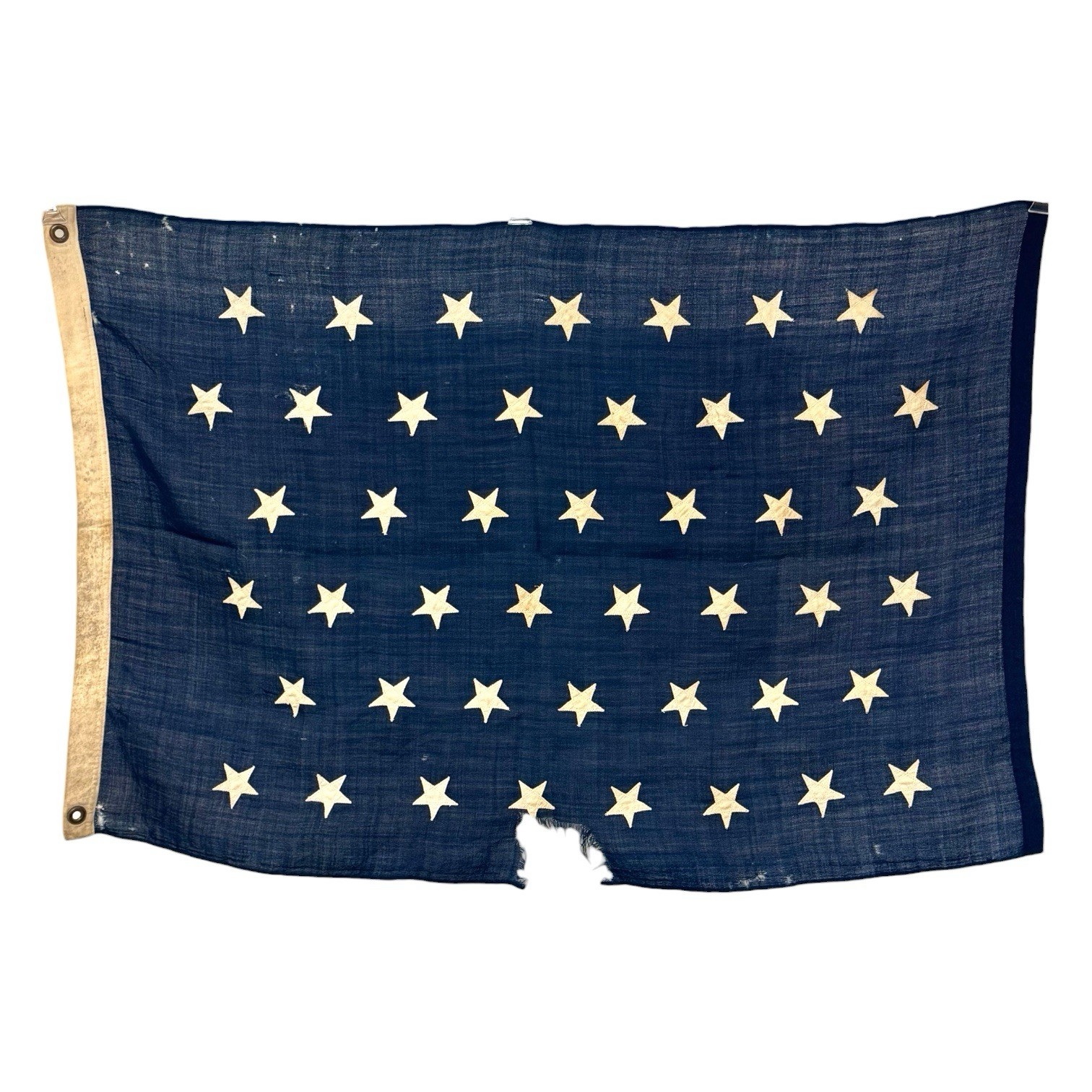 Antique 45 Star USA Navy Jack Sewn Star Flag 1896-1908 Spanish American War RARE