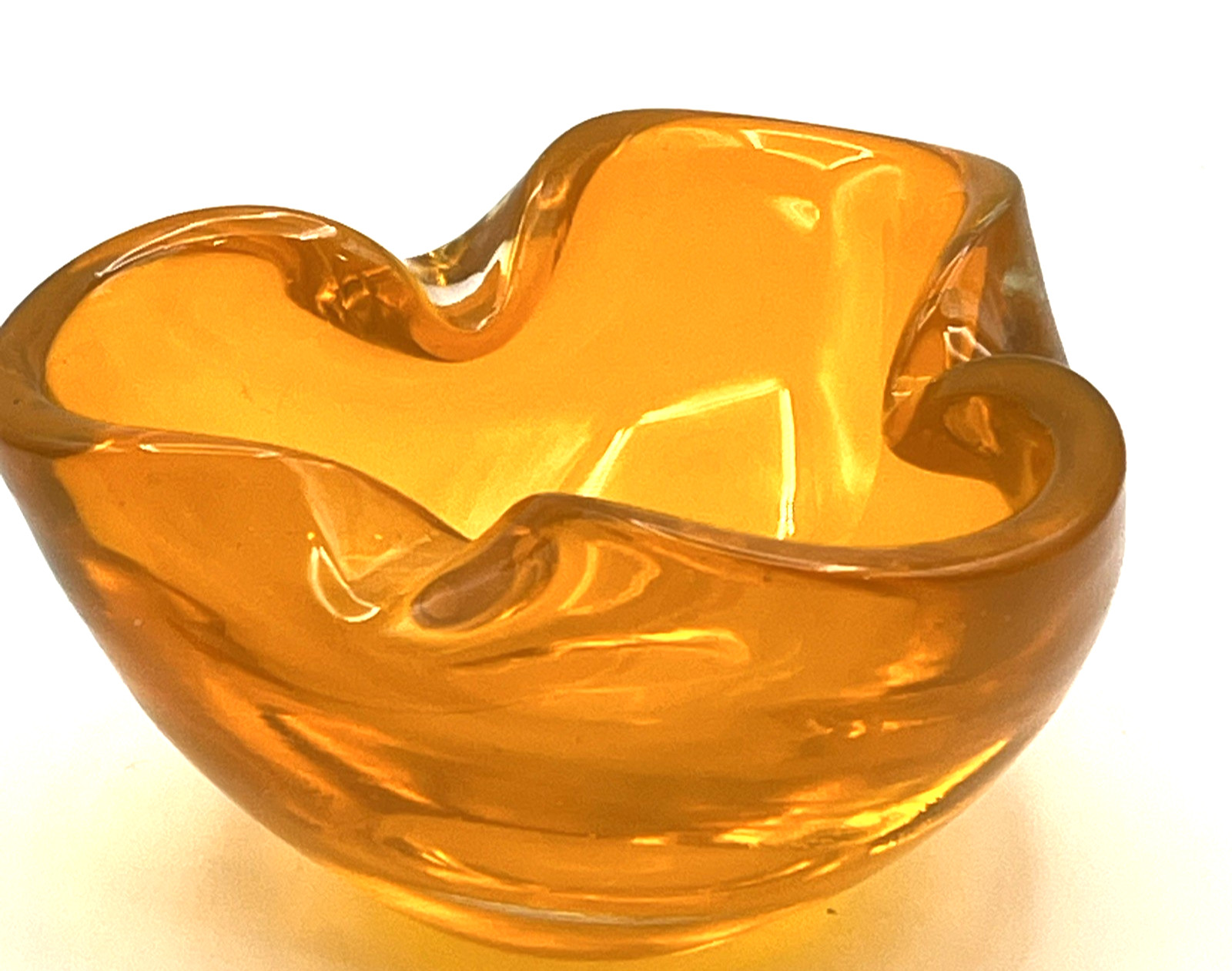 Vintage Murano Glass Tangerine Orange Ameba Ashtray Trinket Dish Vintage Murano Glass Tangerine Orange Ameba Ashtray Trinket Dish