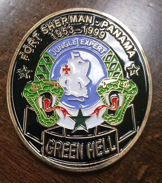 US Military Fort Sherman Panama Jungle Expert Challenge Coin Green Hell JOTC
