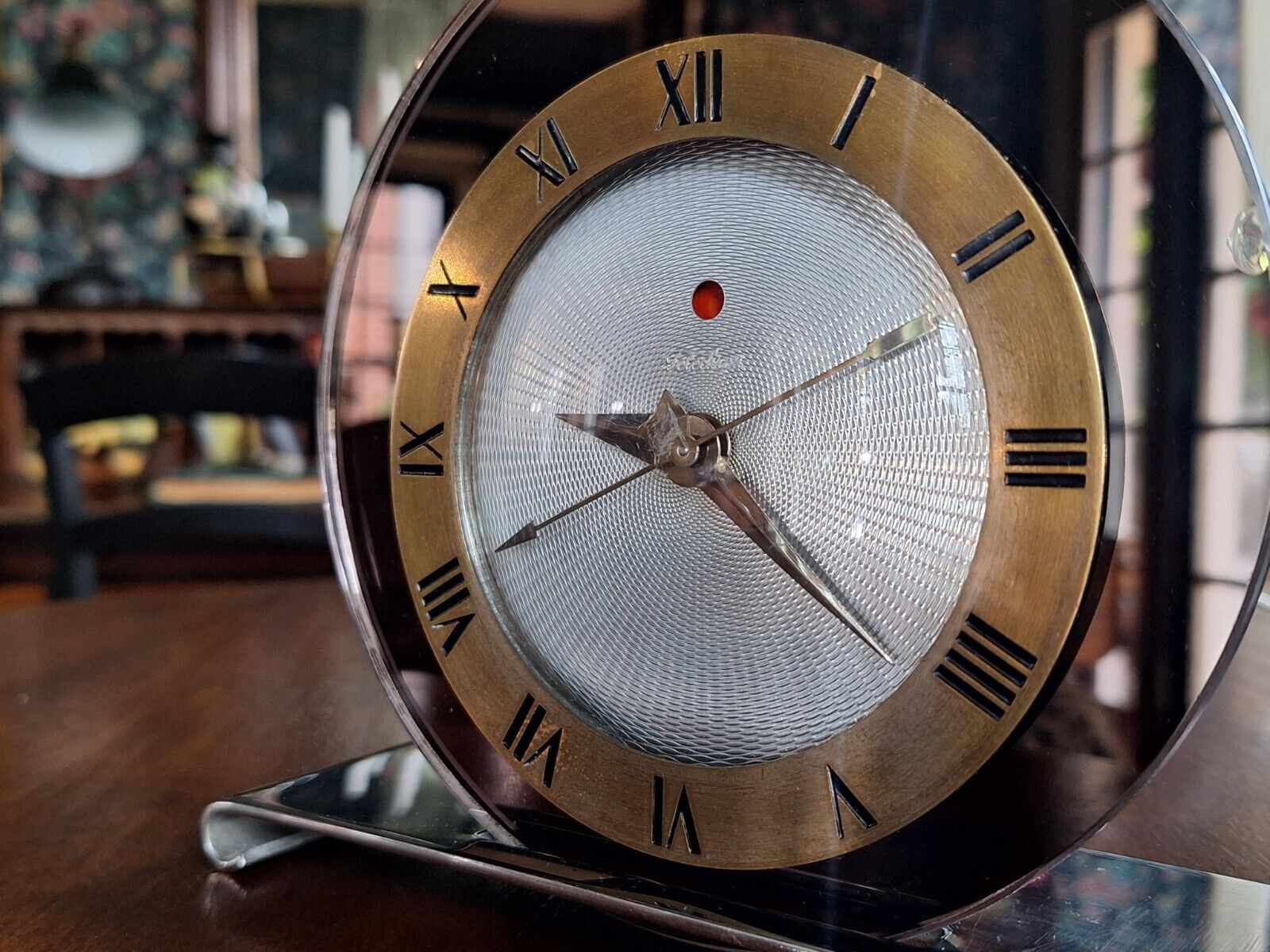  Telechron 4F65 Luxor Amethyst Mirror Glass Art Deco Vintage Clock