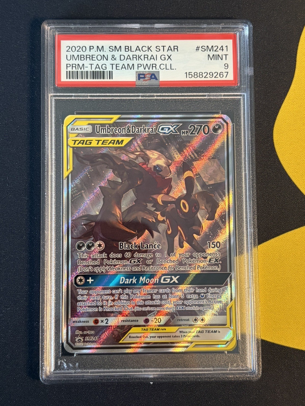 Umbreon & Darkrai GX SM241 Tag Team PSA 9 Mint Sun & Moon Promo Pokemon Umbreon & Darkrai GX SM241 Tag Team PSA 9 Mint Sun & Moon Promo Pokemon