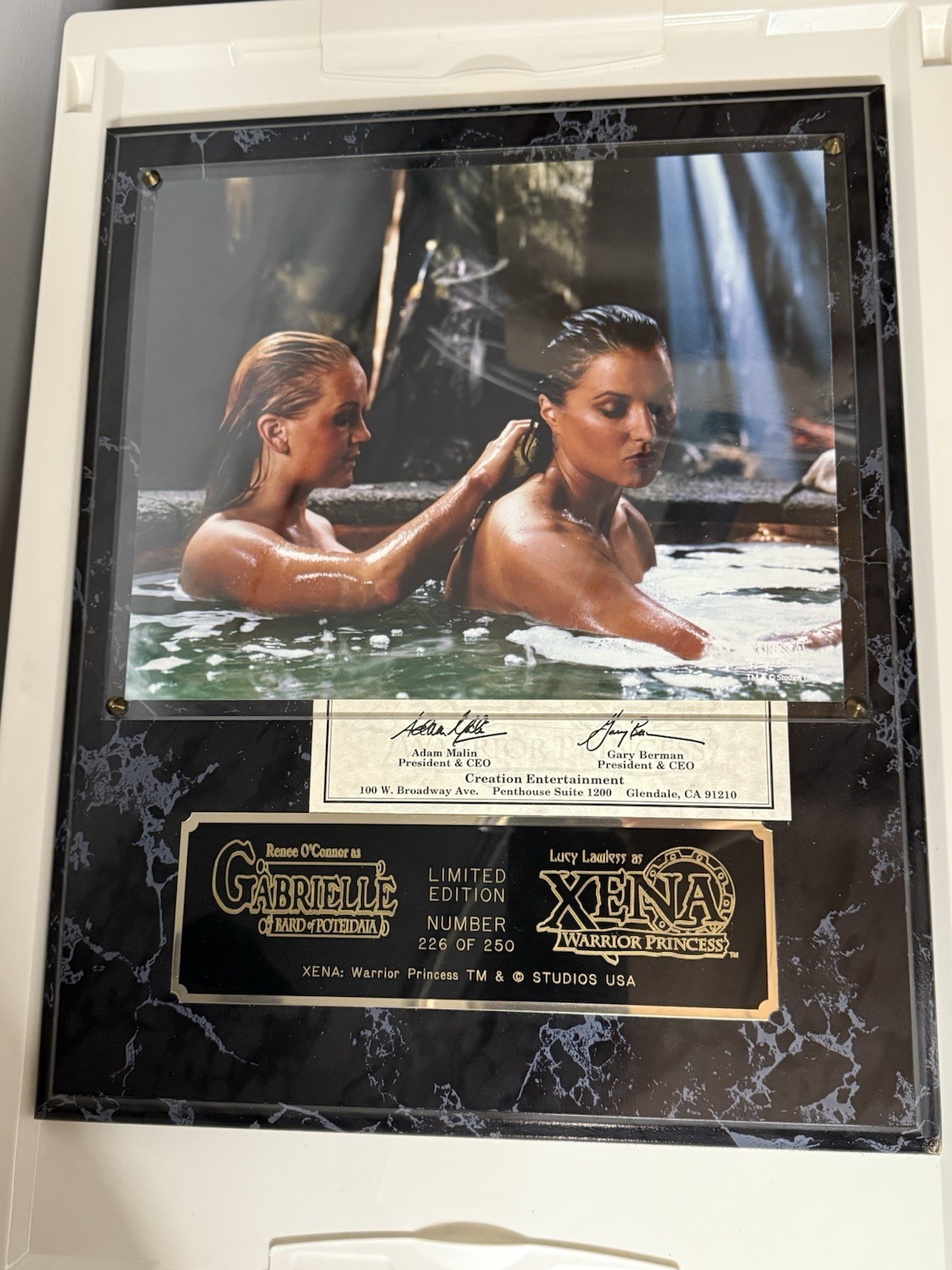 Xena WP Lucy Lawless PLAQUE COA CREATION Signed Certificate #226 of 250 Xena WP Lucy Lawless PLAQUE COA CREATION Signed Certificate #226 of 250
