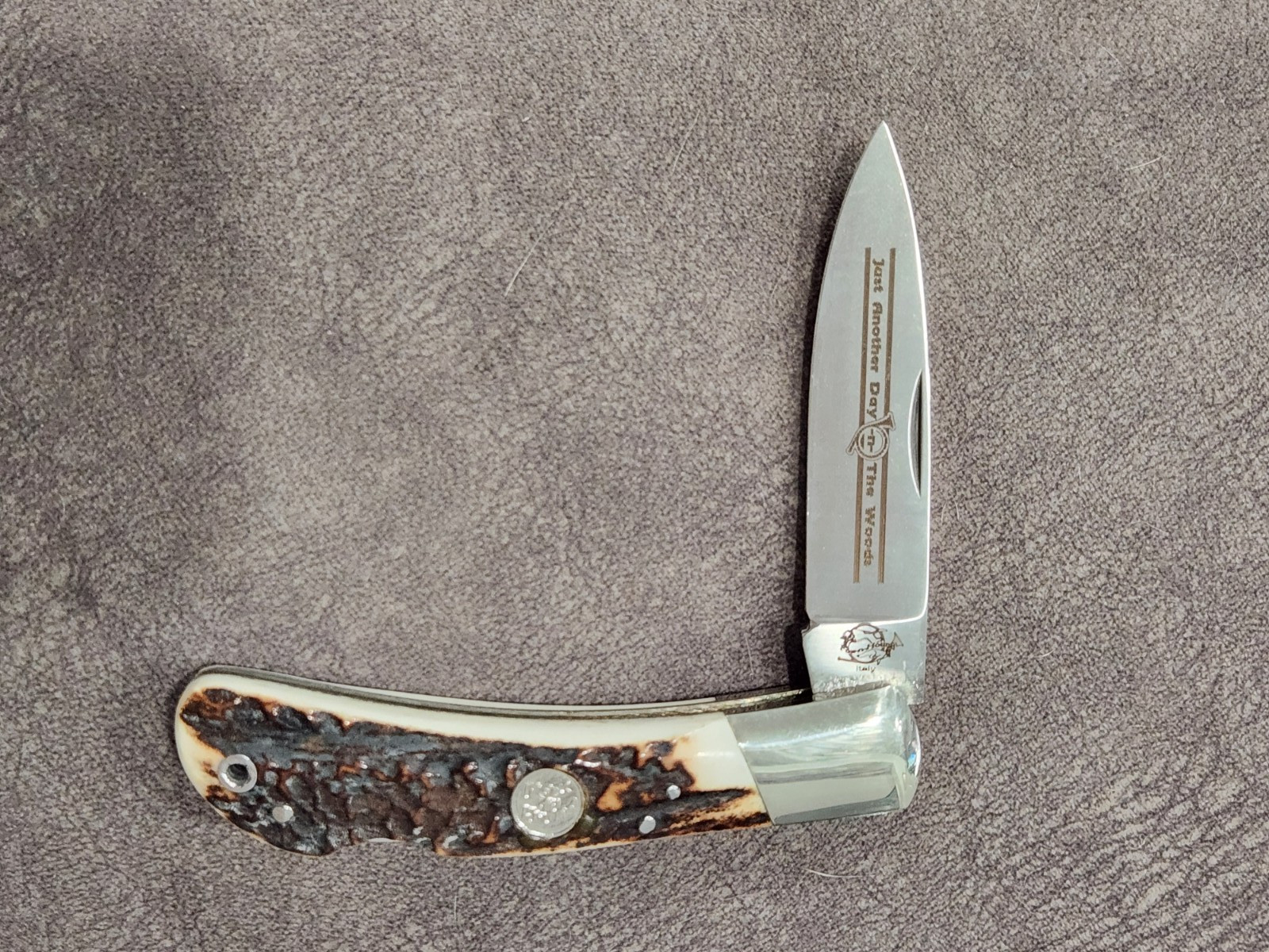 Fox-n-Hound Just Another Day Stag Handle Lockback Pocket Knife Made in Italy Fox-n-Hound Just Another Day Stag Handle Lockback Pocket Knife Made in Italy