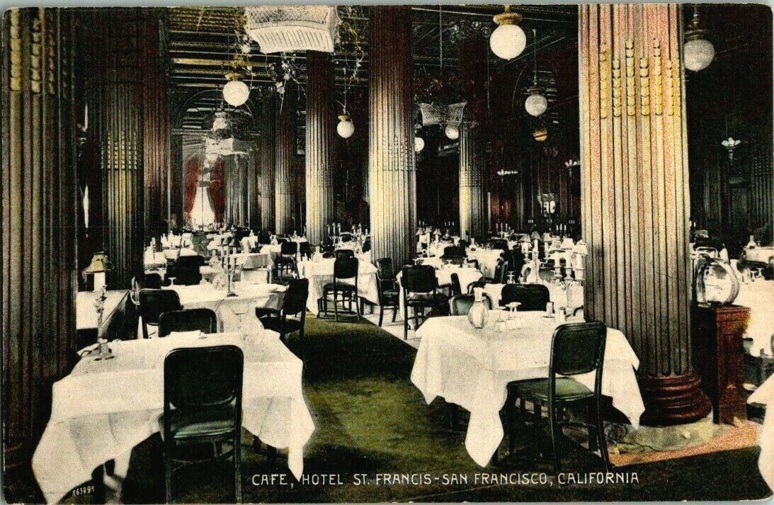 1909. INTERIOR, CAFE, HOTEL ST, JAMES, SAN FRANCISCO, CA POSTCARD r12