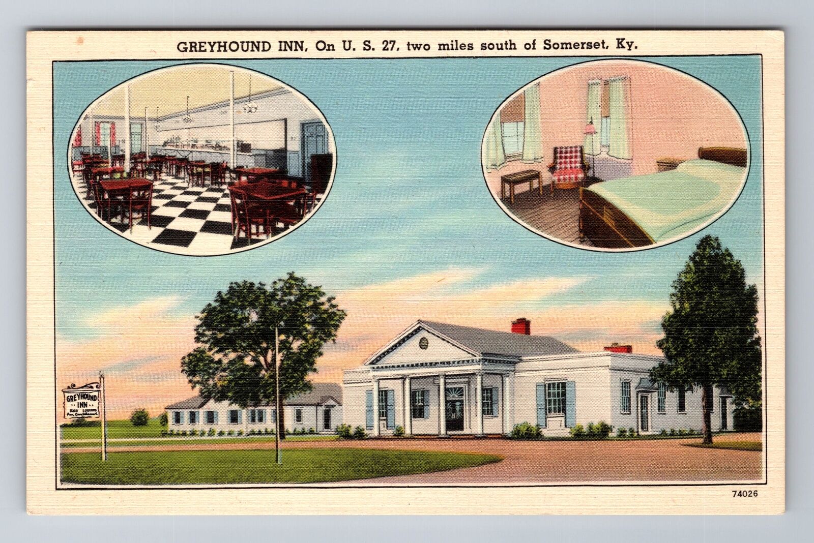 Somerset KY-Kentucky, Greyhound Inn, Advertising, Vintage Souvenir Postcard