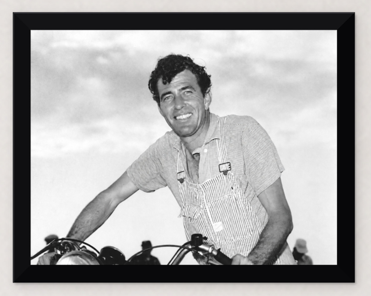 12X9 FRAMED 1953 CARROLL SHELBY CHICKEN FARMER & RACING DRIVER B&W PHOTO REPROD