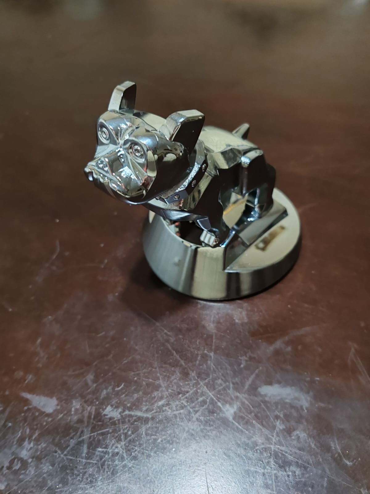 VINTAGE MACK TRUCK BULLDOG CHROME HOOD ORNAMENT (87931) WITH BASE 14MF45  