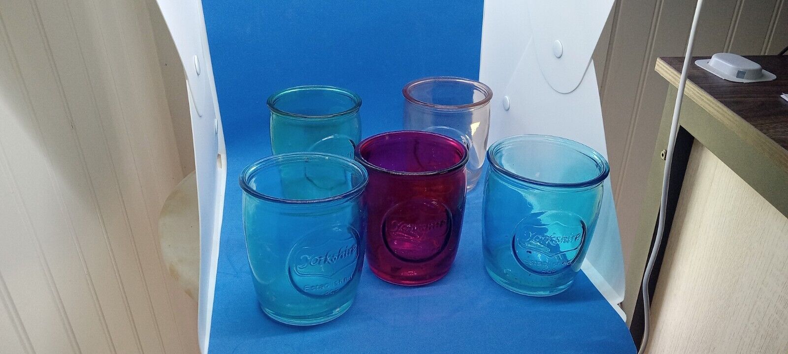 6 Vintage Yorkshire Glasses Multi Colors