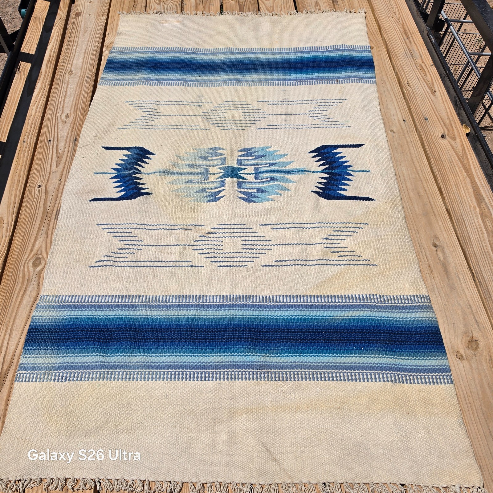 Vintage Ortegas Chimayo Handwoven wool Rug 83\ Vintage Ortegas Chimayo Handwoven wool Rug 83\