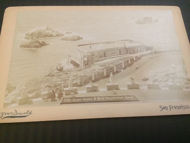 San Francisco 1880's Cliff House Cabinet Photo & Rare 1896 Sutro Baths Advert.