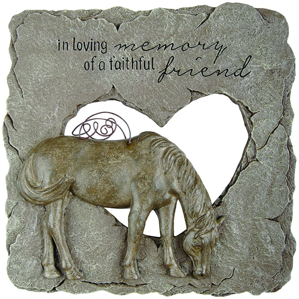 Carson Home Accents Pet Memorial Stone Devoted Angel Horse Gray 10 inches x