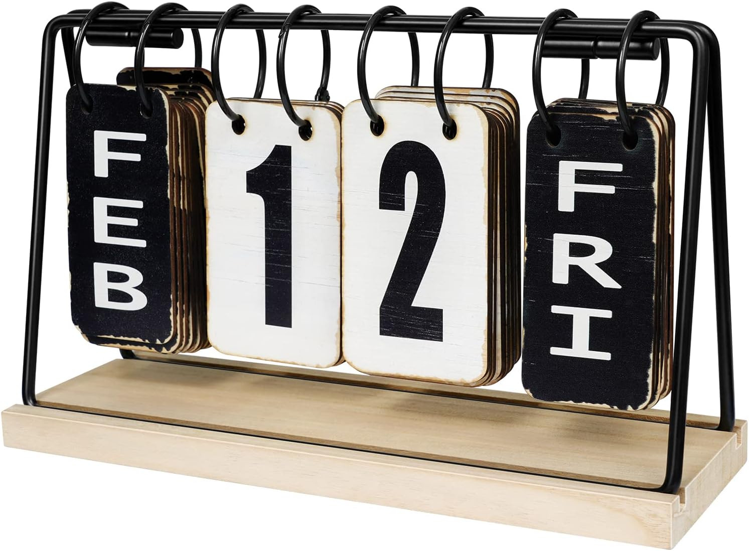 Wooden Desk Calendar 2025 2026 Standing Flip, Vintage Perpetual Flip Calendar