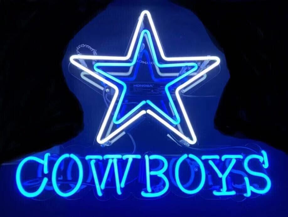 New Dallas Cowboys Man Cave Artwork Acrylic Real Glass Neon Light Sign 20\