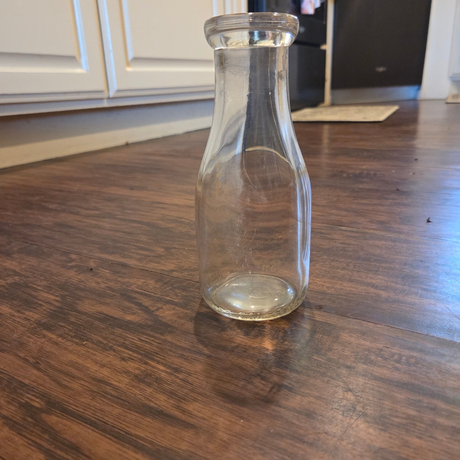 Vintage One Pint Clear Glass Milk Bottle Reg Cal Sealed Farmhouse Decor