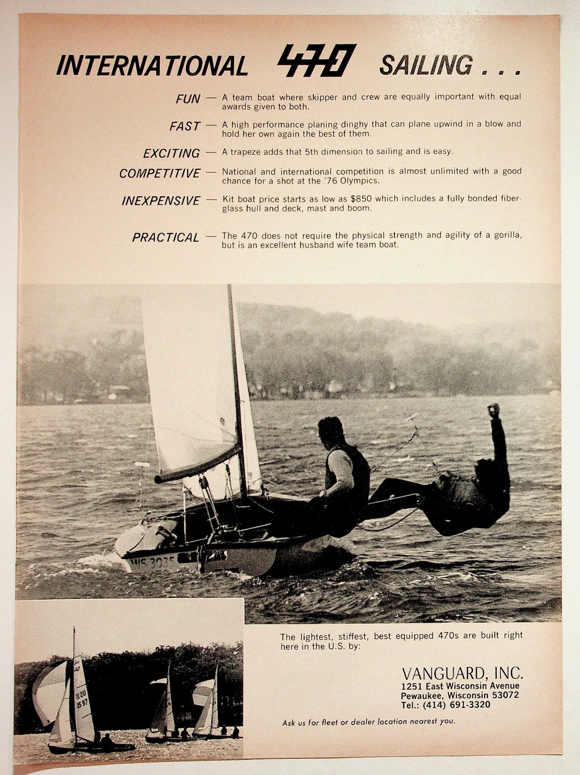 Vanguard International 470 Sailing Boat Vintage 1976 Magazine Ad Print Vanguard International 470 Sailing Boat Vintage 1976 Magazine Ad Print