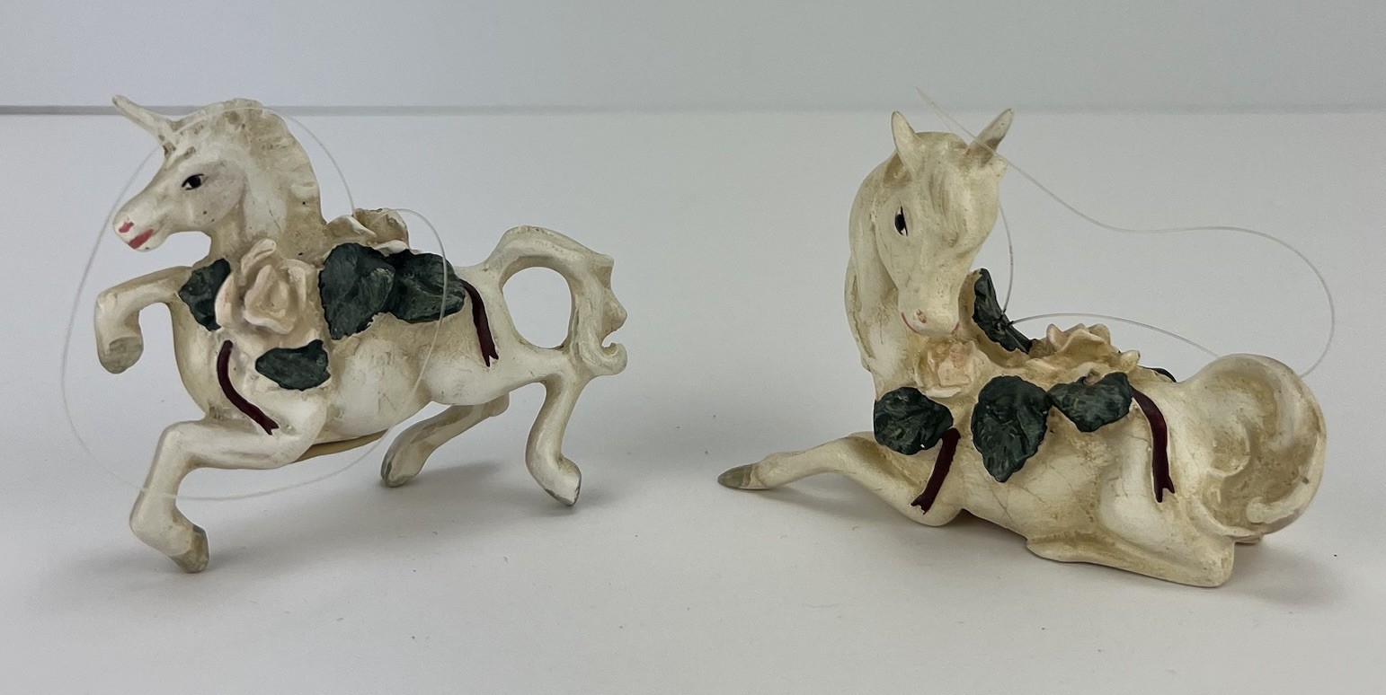 Vtg Silvestri Christmas Ornament Unicorns Hand Crafted Lot Of 2 Vtg Silvestri Christmas Ornament Unicorns Hand Crafted Lot Of 2