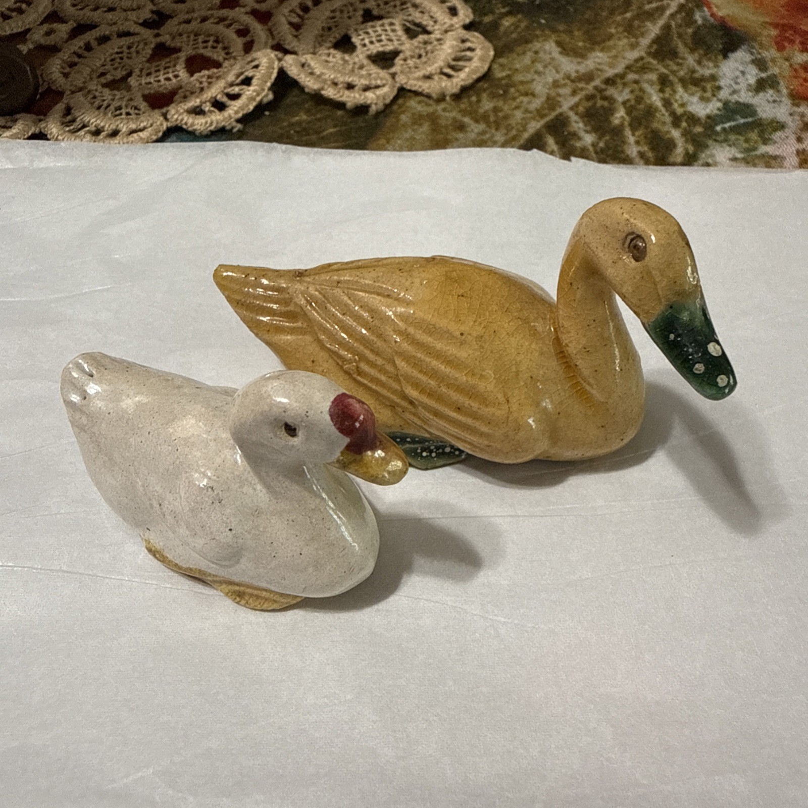 Set of 2 Vtg Chinese Mud Duck Figurines Glazed Ceramic Collectibles Set of 2 Vtg Chinese Mud Duck Figurines Glazed Ceramic Collectibles