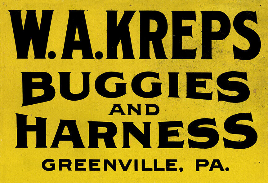 W.A.KREPS BUGGIES AND HARNESS ADVERTISING METAL SIGN