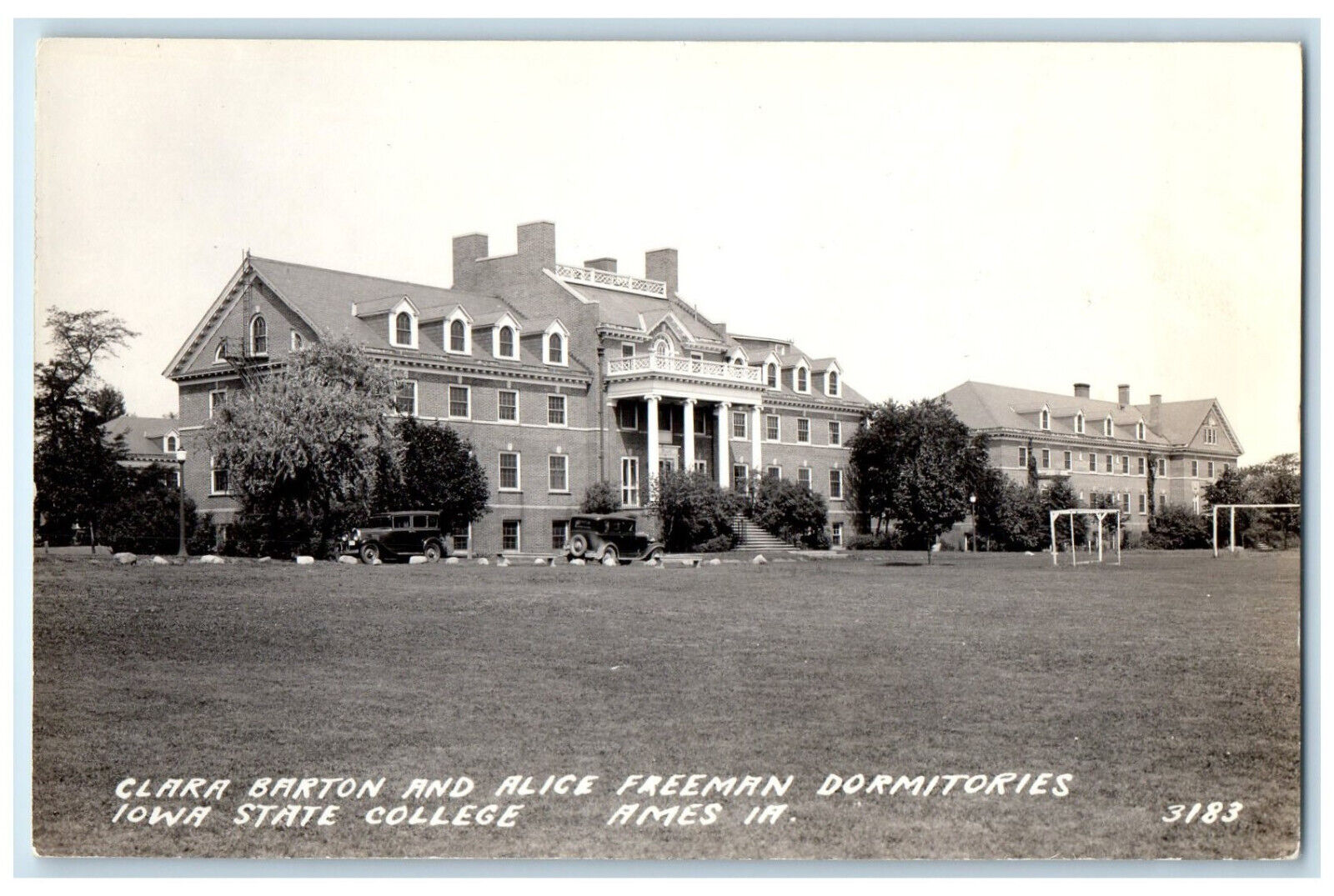 Ames IA RPPC Photo Postcard Clara Barton Dormitory Iowa State College c1930\'s