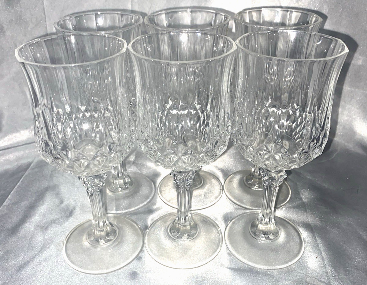 Vintage ‘60’s Cristal D’Arques Crystal Wine Glasses( 6 In Set)