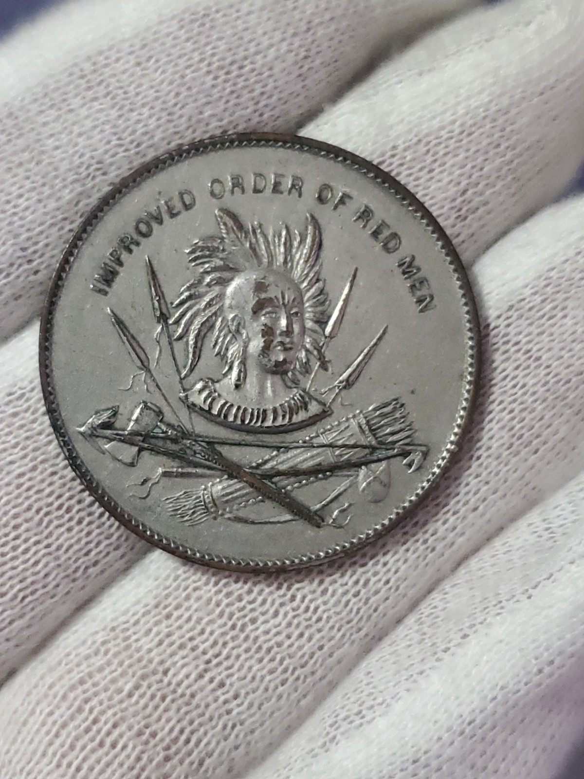 Improved Order of Red men medal Headress Bow Quiver Fraternal Order Token Coin Improved Order of Red men medal Headress Bow Quiver Fraternal Order Token Coin