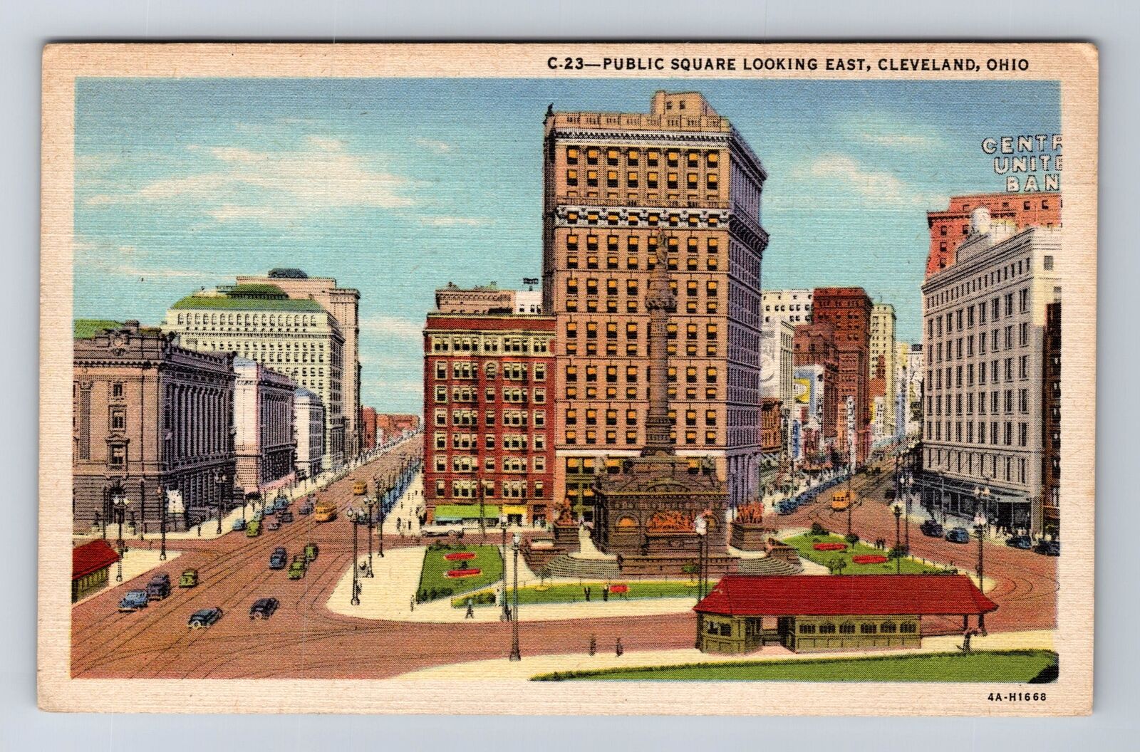 Cleveland OH-Ohio, Public Square Looking East, Antique Vintage c1945 Postcard