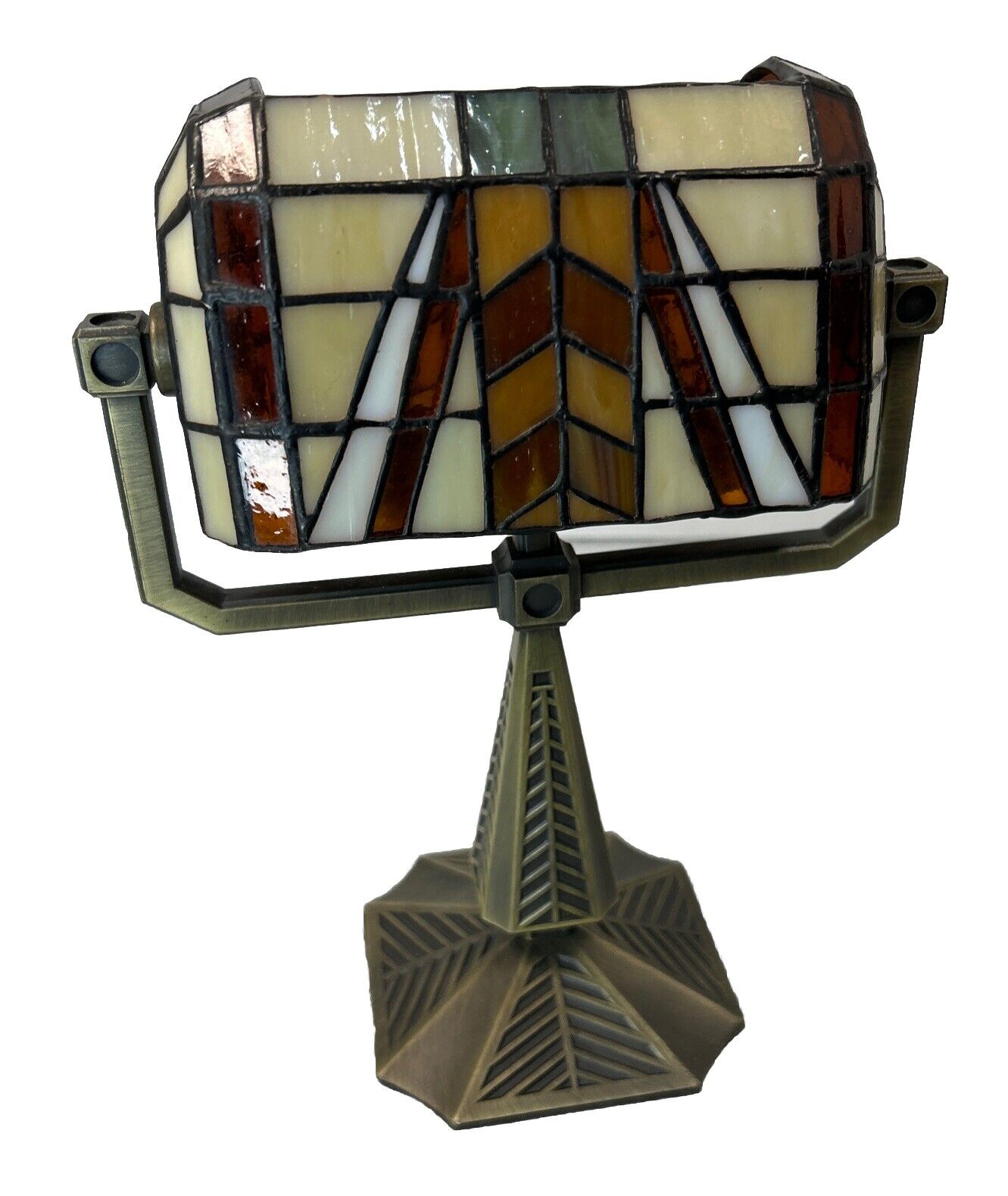 PartyLite Deco Stained Glass Tiffany Style Double Tealight Holder Banker Lamp