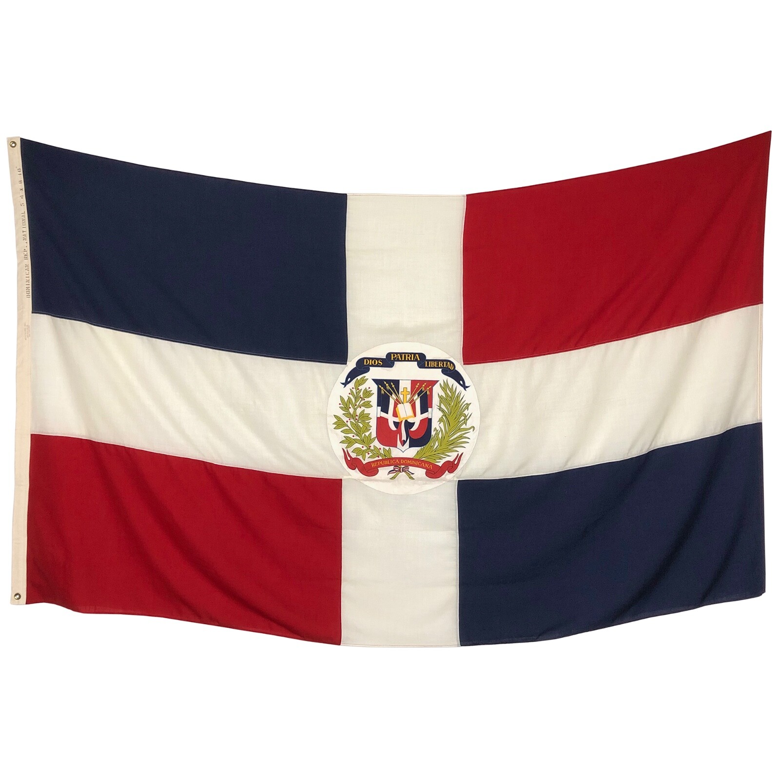 XL Vintage Dominican Republic Flag Nautical Wool Sewn Cloth Textile Art XL Vintage Dominican Republic Flag Nautical Wool Sewn Cloth Textile Art