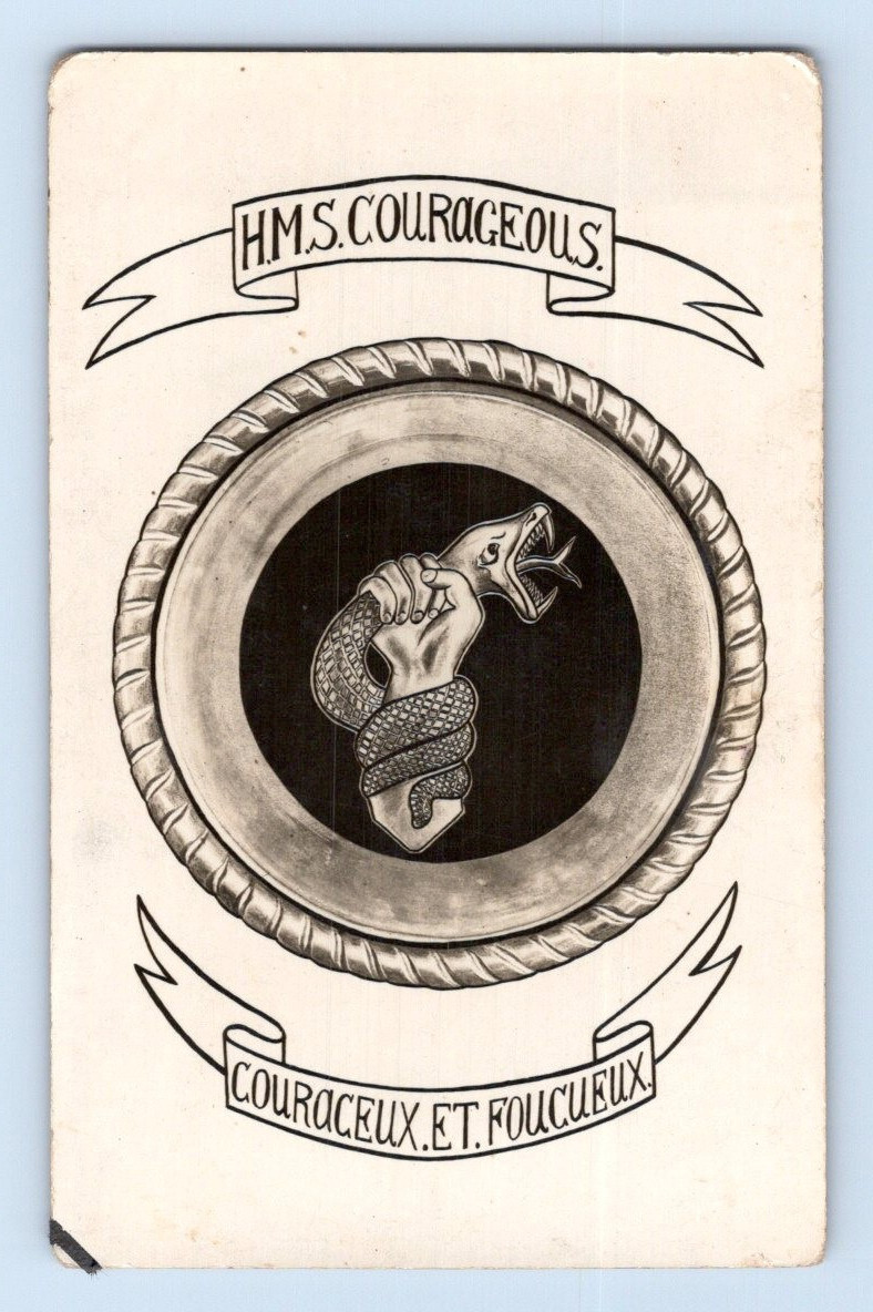 RPPC 1918. HMS COURAGEOUS. POSTCARD RPPC 1918. HMS COURAGEOUS. POSTCARD