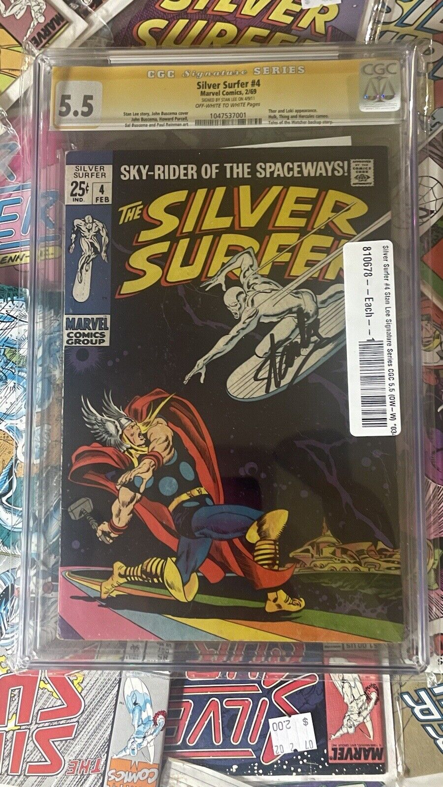 Silver Surfer #4 ✨CGC 5.5 SS✨SIGNED BY STAN LEE White/OW PAGES💫PRICED TO SELL