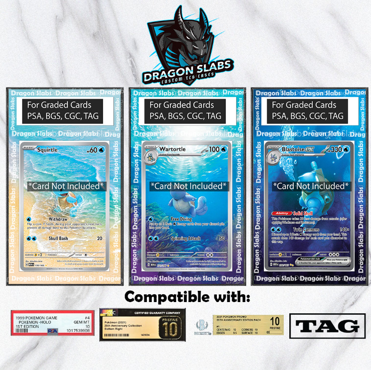 x3 Squirtle Wartortle Blastoise Pokemon 151 PSA bgs CGC tag Extended Artwork