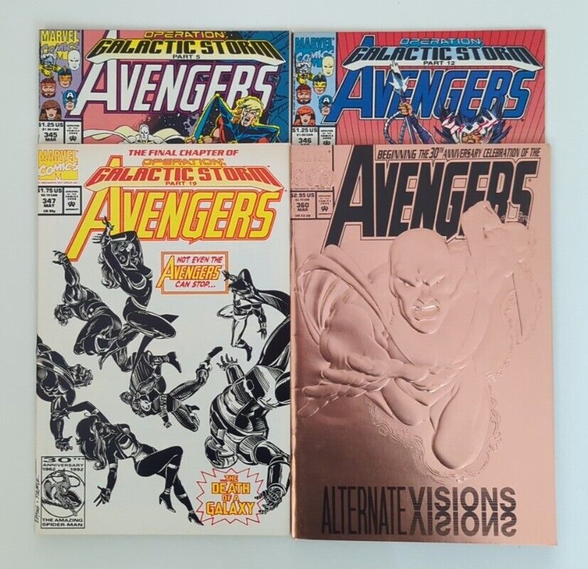 Lot Of 4 1992-93 Marvel Avengers Comics #345-347 & 360 VF/NM