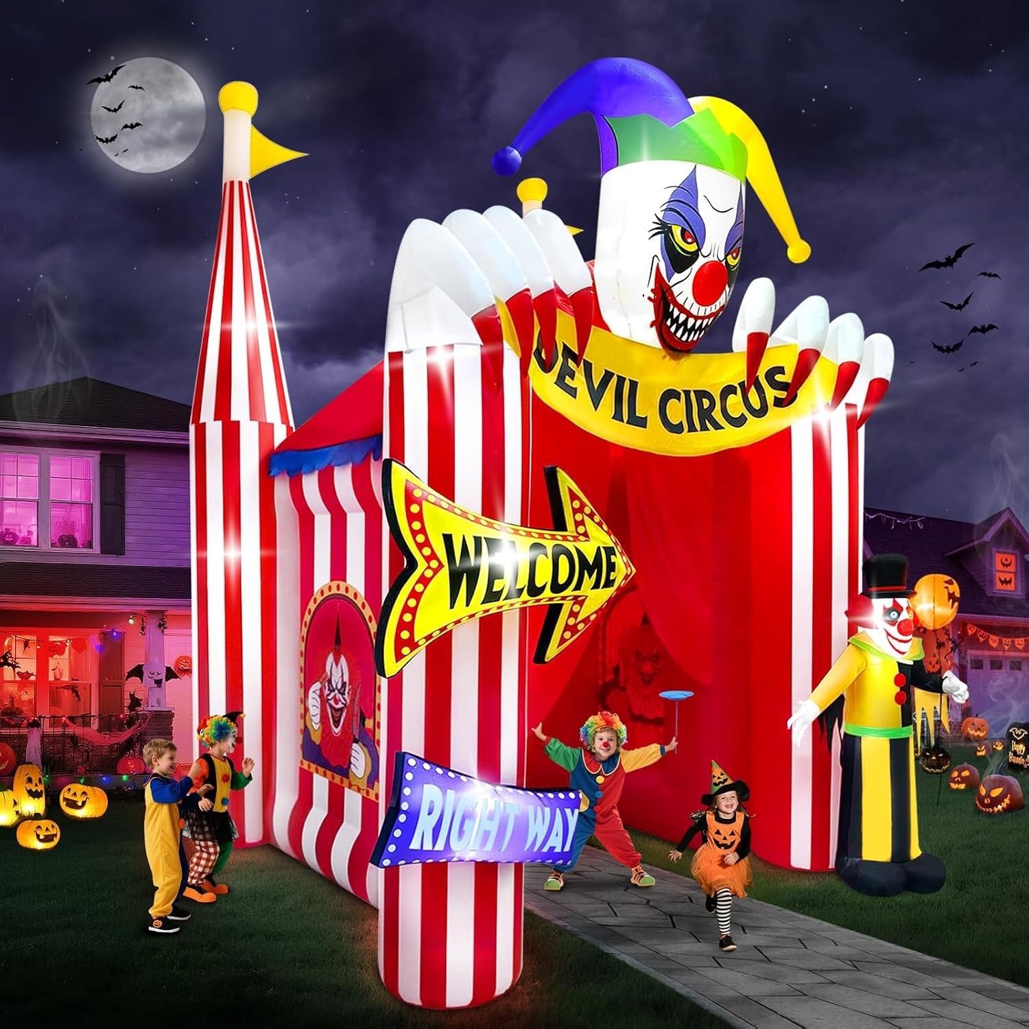 Kalolary 12FT Tall Halloween Inflatables Archway Clown Circus Haunted House Kalolary 12FT Tall Halloween Inflatables Archway Clown Circus Haunted House