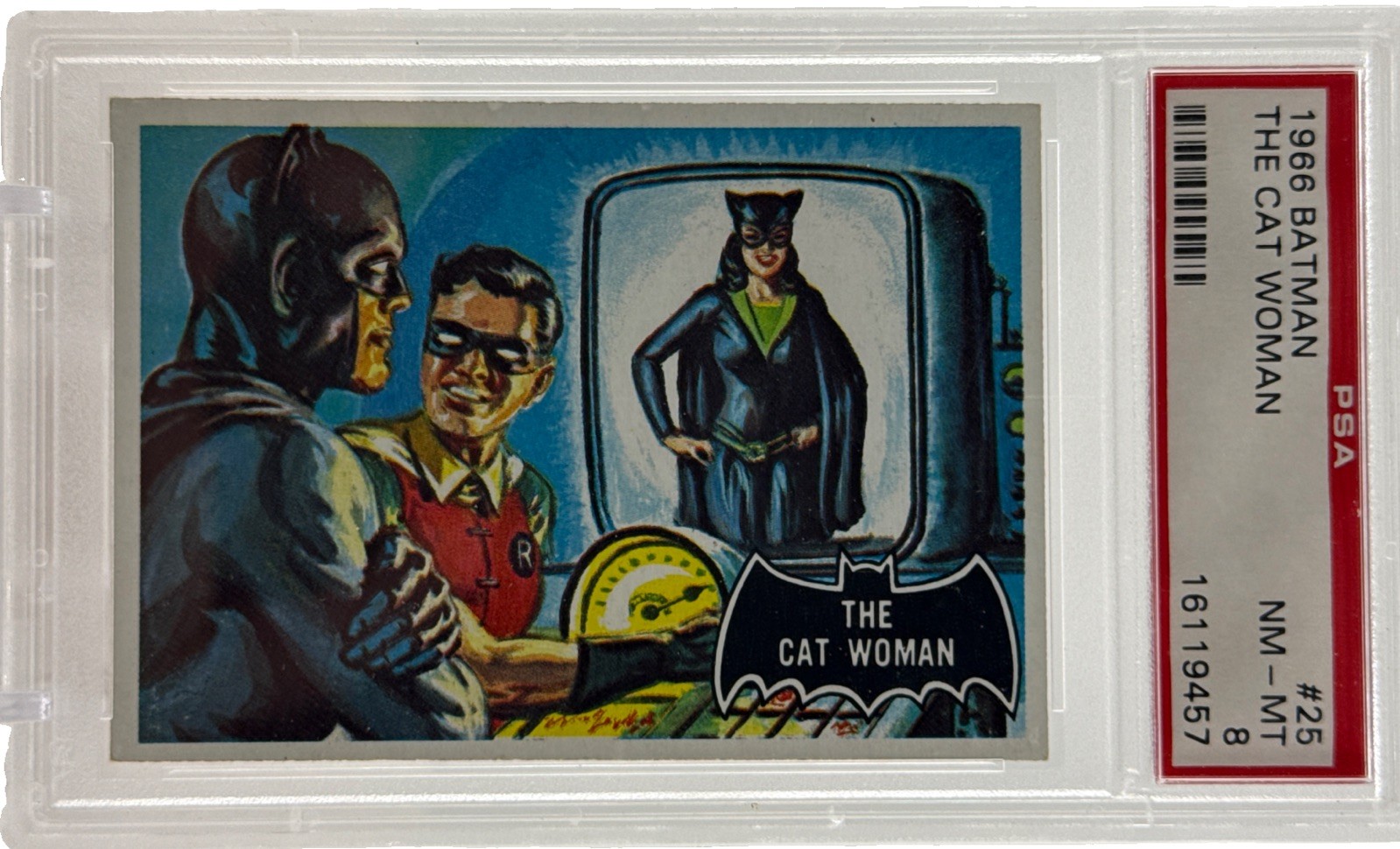 1966 TOPPS BATMAN THE CAT WOMAN #25 PSA 8 1966 TOPPS BATMAN THE CAT WOMAN #25 PSA 8