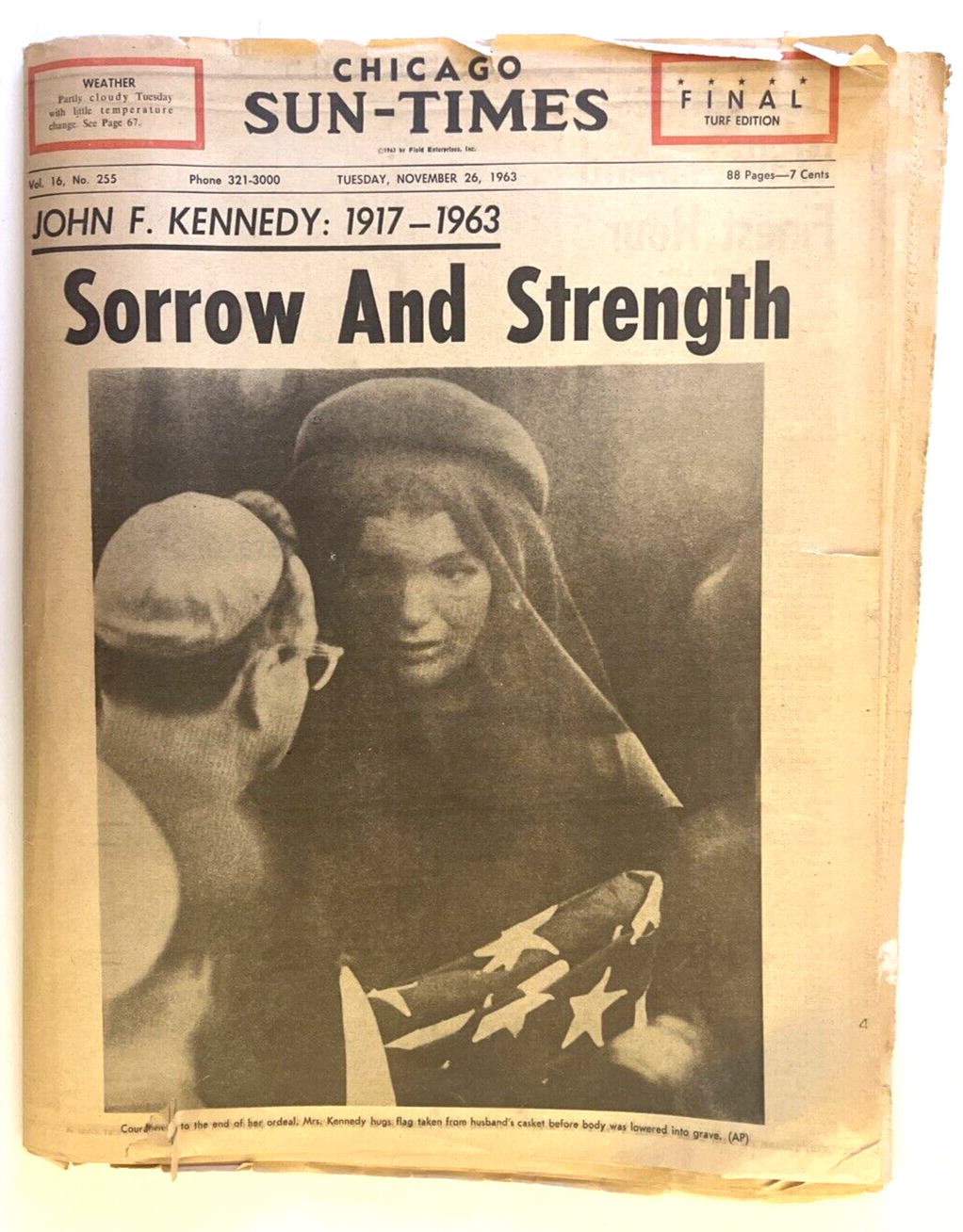 Newspaper - Chicago Sun-Times Sorrow And Strength November 23, 1963