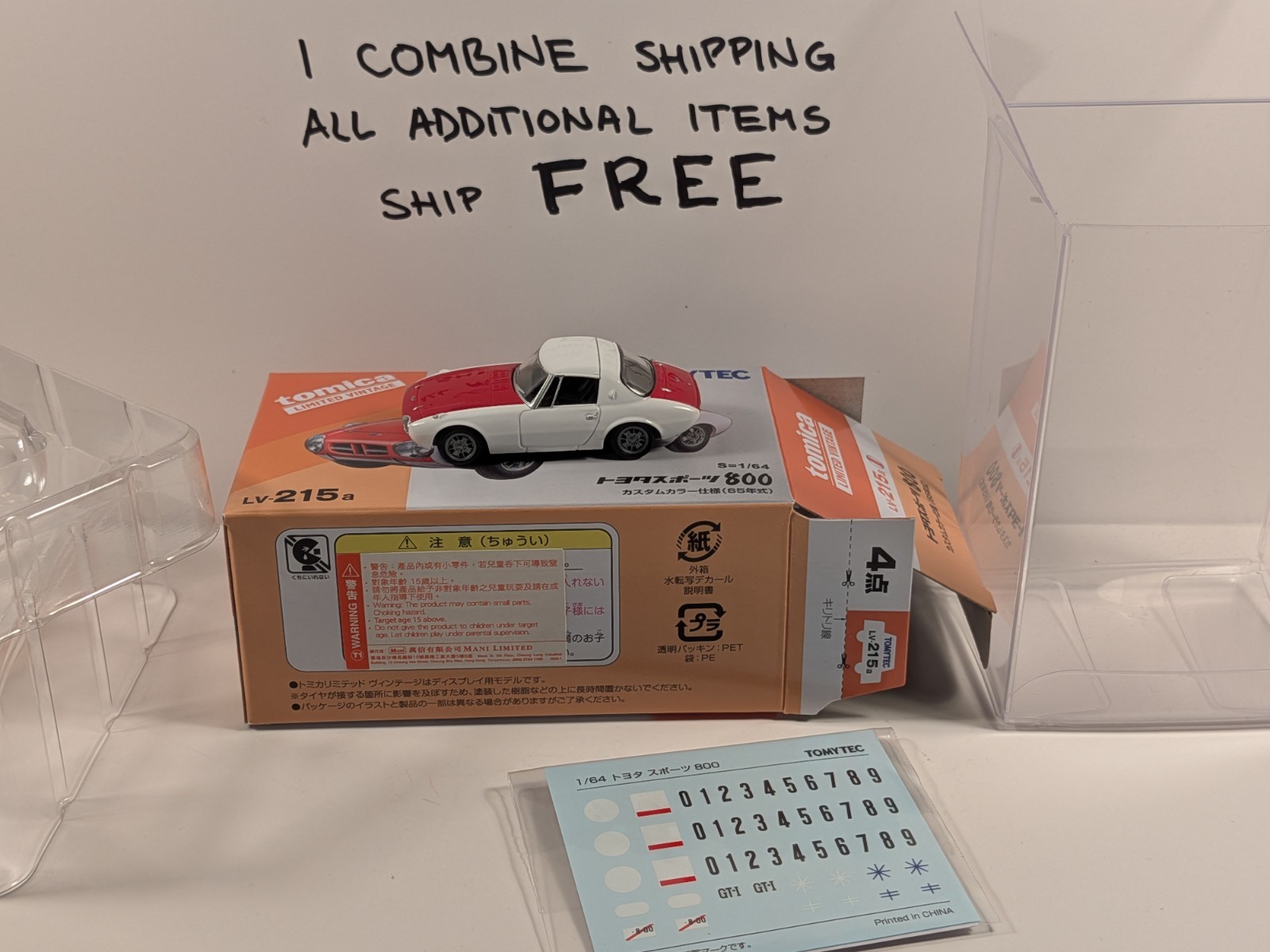 Tomytec TLV LV-215a Toyota Sports 800 1/64 tomica limted vintage with protector