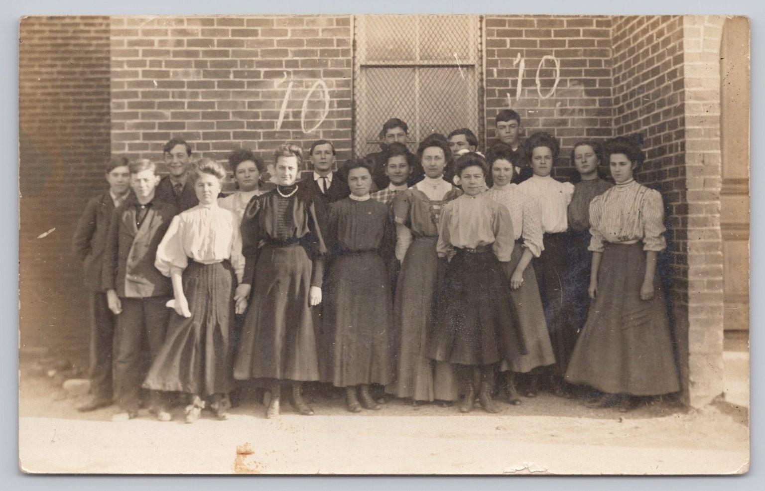 Vintage 1904-1918 AZO RPPC Real Photo Postcard Group Portrait College? Men Women