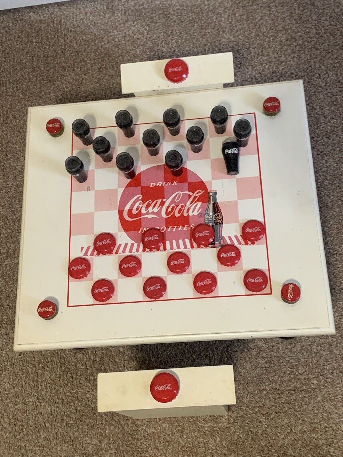 Rare Vintage 2000 Coca Cola Checkerboard Coca-Cola Cap & Bottle Pieces Collector