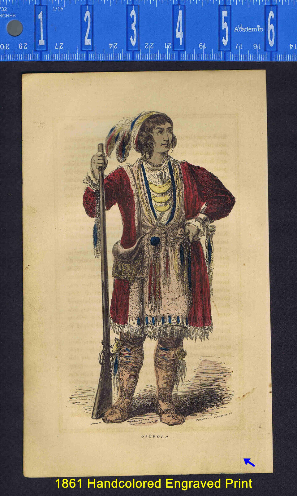 Florida Seminole Chief Osceola (Billy Powell) - 1861 Hand-Colored Print