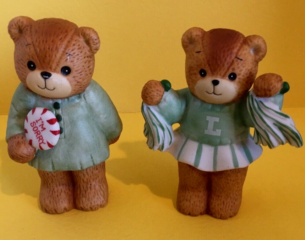 Vintage Enesco Lucy Rigg 1983/1985 Cheer Leader-Lolly Pop Bear Figurines